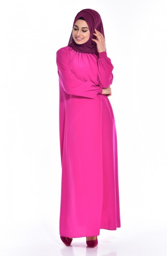 Arm gummiertes Kleid 0021-25 Neon Pink 0021-25