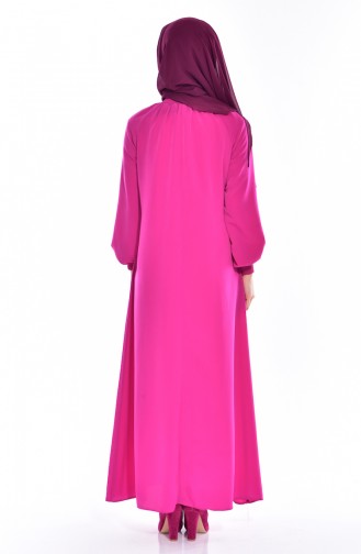 Arm gummiertes Kleid 0021-25 Neon Pink 0021-25