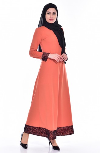 Kleid mit Netz Detail 3306-01 Orange 3306-01