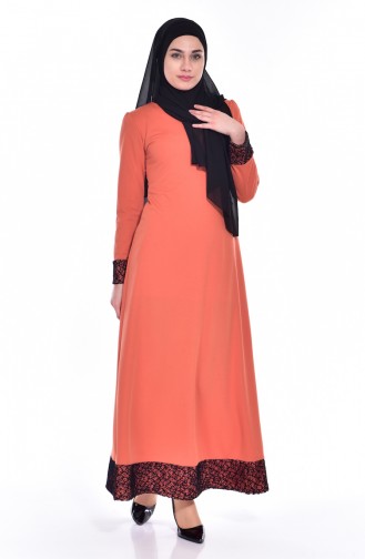 Kleid mit Netz Detail 3306-01 Orange 3306-01