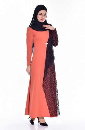 Orange Hijab Dress 3307-03