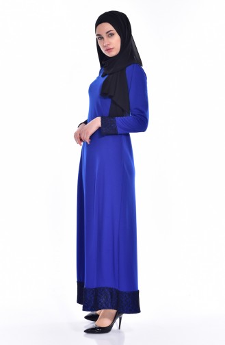 Robe Détail Filet 3306-03 Bleu Roi 3306-03