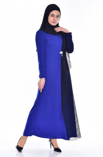 Saxe Hijab Dress 3307-02