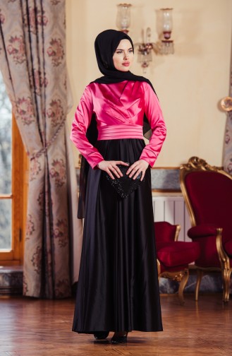 Black Hijab Evening Dress 701083-01
