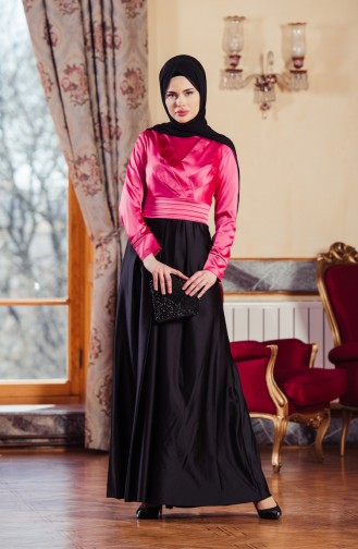 Black Hijab Evening Dress 701083-01
