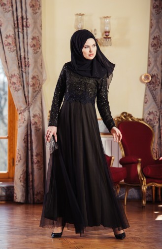 Khaki Hijab Evening Dress 3829-03