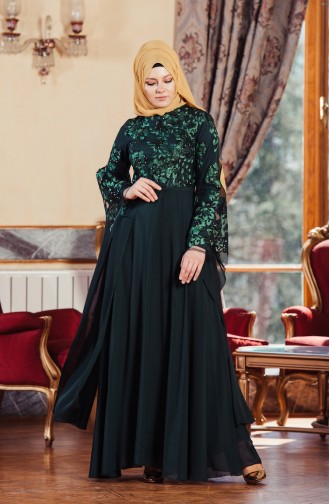 Green Hijab Evening Dress 52683-03