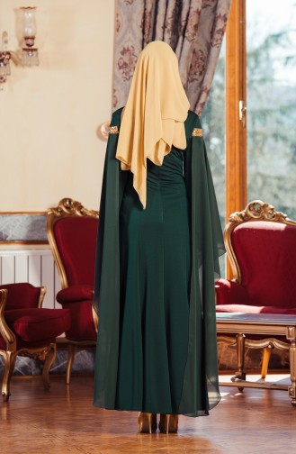 Green Hijab Evening Dress 3346-05