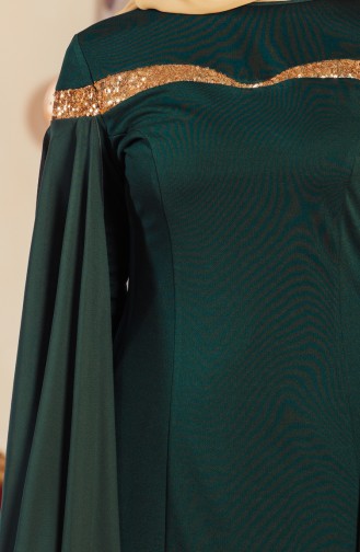 Green Hijab Evening Dress 3346-05