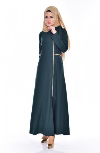 Gefalltetes Abaya 2124-02 Smaragdgrün 2124-02