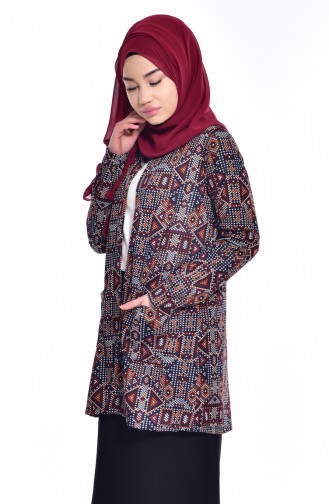 Otantik Desen Ceket 50178-02 Lacivert Bordo
