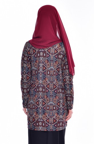 Otantik Desen Ceket 50178-02 Lacivert Bordo