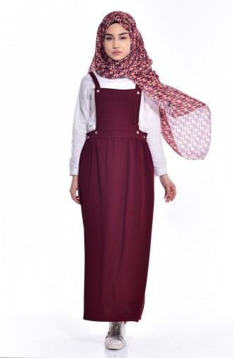 Hijab Kleid mit Druckknöpfen 5117-03 Weinrot 5117-03