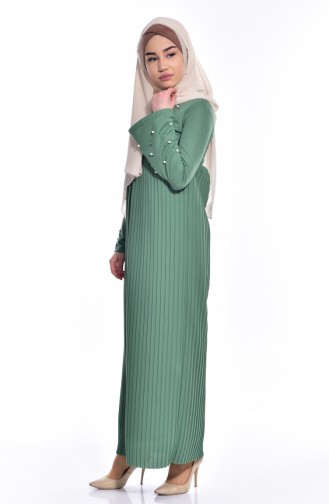Green Almond Hijab Dress 3657-09