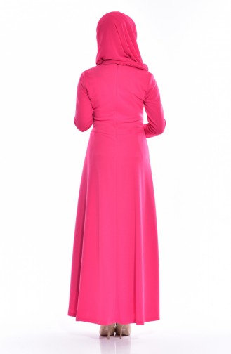 فستان بتصميم مزين بفيونكا بتفاصيل من الؤلؤ عند الخصر  0037-04