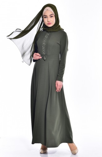 Khaki Hijab Dress 0037-07