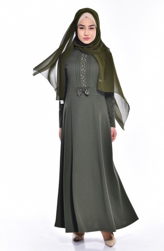 Khaki Hijab Dress 0037-07