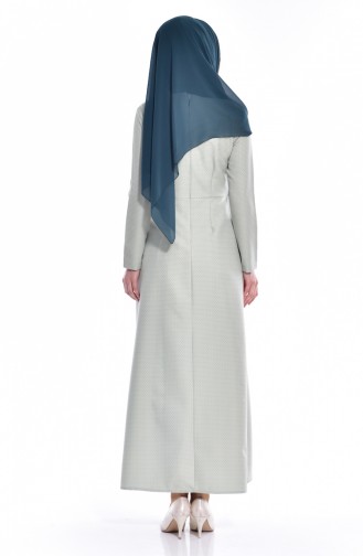 Desenli Pileli Elbise 3026-07 Küf Yeşili