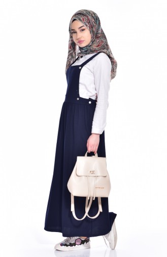 Navy Blue Hijab Dress 5117-02