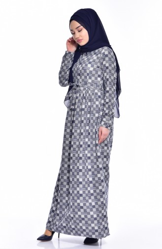 Dunkelblau Hijab Kleider 0058-01