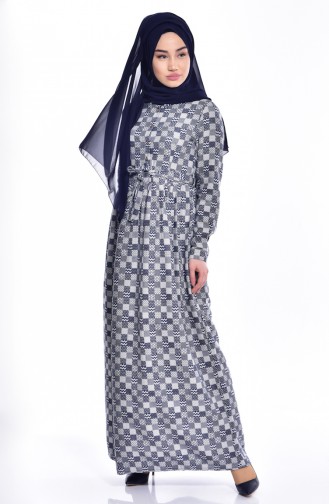 Dunkelblau Hijab Kleider 0058-01