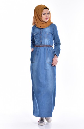 Navy Blue Hijab Dress 3045-01