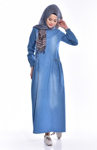 Navy Blue Hijab Dress 3618-01