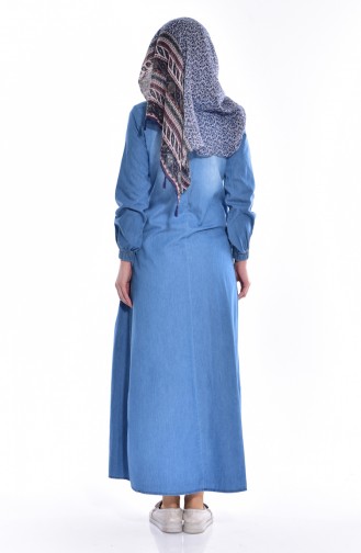 Navy Blue Hijab Dress 3618-01