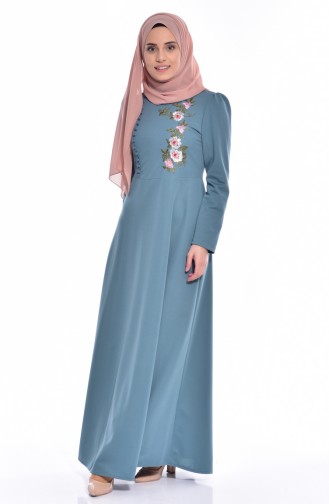 Mint Green Hijab Dress 8028-04