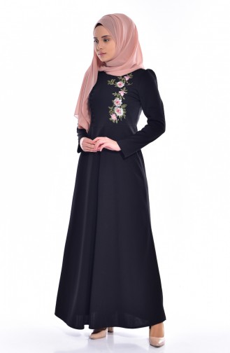 Black Hijab Dress 8028-02