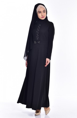 Robe Perlées avec Noeud 0037-06 Noir 0037-06