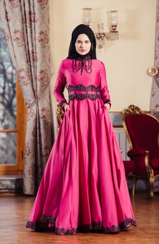 Robe de Soirée avec Pierre 701224-02 Fushia 701224-02