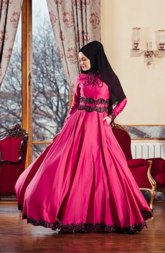 Abendkleid mit Strassstein 701224-02 Fuchsia 701224-02