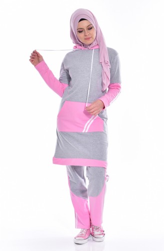 Ensemble Survêtement a Capuche 18040-06 Gris Rose 18040-06