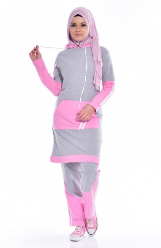 Ensemble Survêtement a Capuche 18040-06 Gris Rose 18040-06