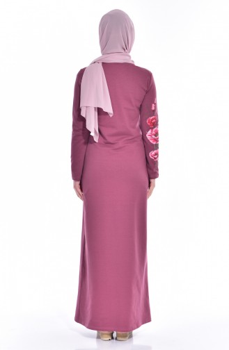 توبانور فستان مُحاك بتصميم مُطبع 2919-02 لون وردي باهت 2919-02
