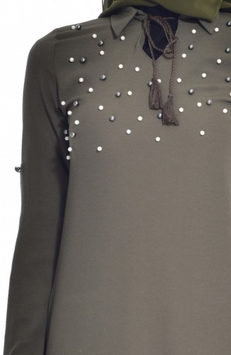 Pearl Embroidered Tassel Tunic 4874-03 Khaki 4874-03
