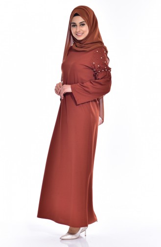 Brick Red Hijab Dress 5111-04