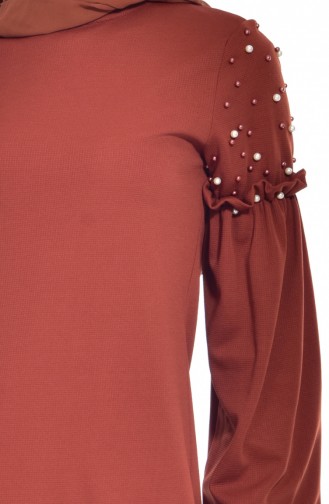 Brick Red Hijab Dress 5111-04