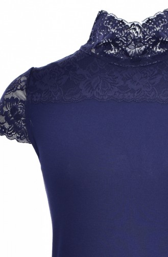 Body Manches Courtes a Dentelle 0923-02 Bleu Marine 0923-02