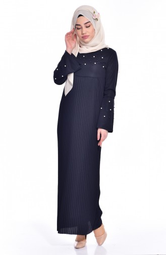 Navy Blue Hijab Dress 3657-13