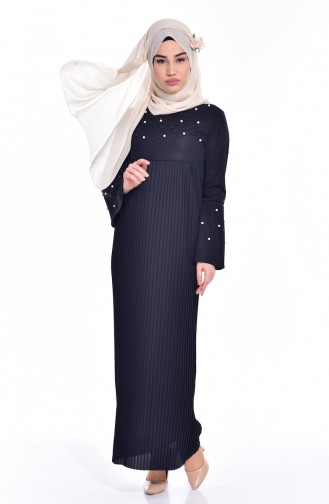 Dunkelblau Hijab Kleider 3657-13