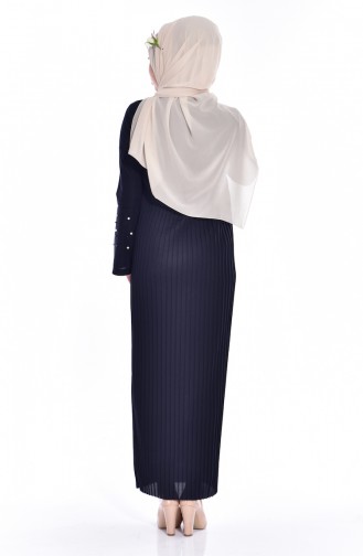 Navy Blue Hijab Dress 3657-13