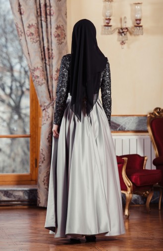 Robe de Soirée Taffetas 701252-02 Noir Gris 701252-02