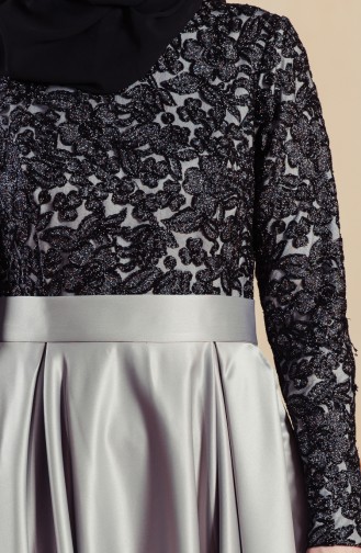 Robe de Soirée Taffetas 701252-02 Noir Gris 701252-02