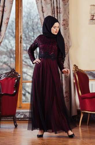 Black Hijab Evening Dress 3829-01