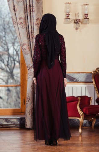 Black Hijab Evening Dress 3829-01