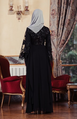Black Hijab Evening Dress 52683-06