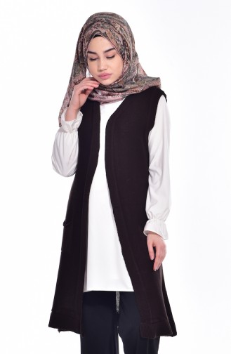 Triko Yelek 1109-13 Kahverengi