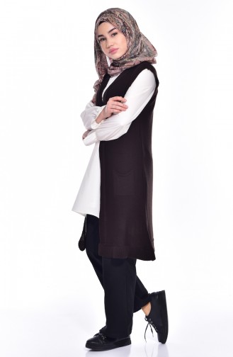 Triko Yelek 1109-13 Kahverengi